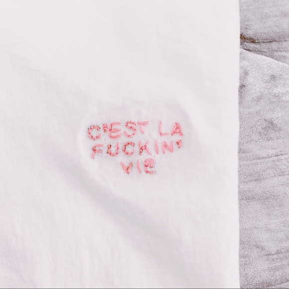 “C’est La Fuckin’ Vie” Handmade Embroidered Tee - Picture 6 of 8